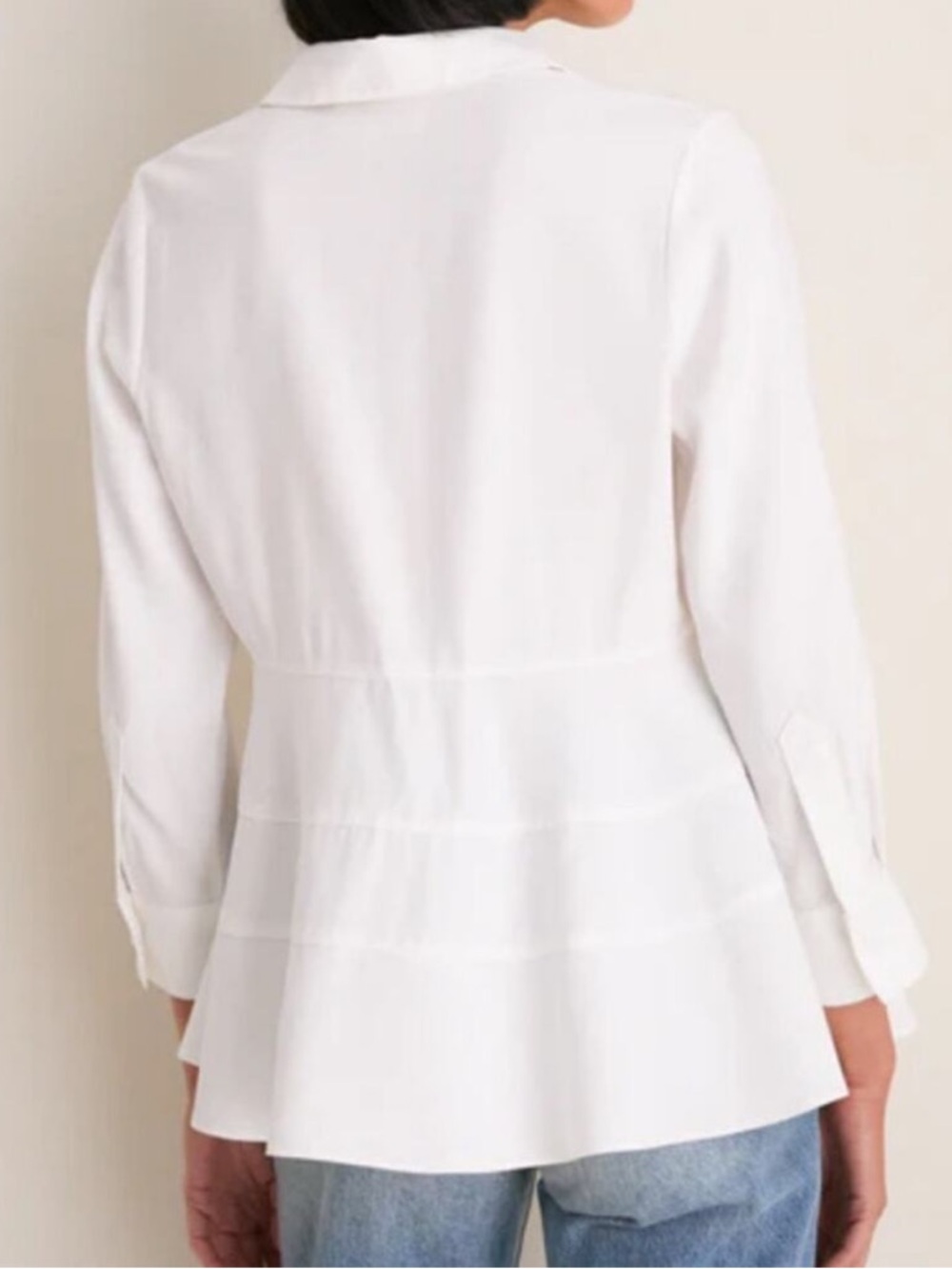 Pomander Place White Button-Down Peplum Shirt - Picture 6 of 12